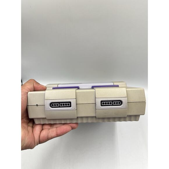 Super Nintendo SNES Console w/ 1 OEM Controller + All OEM Cords - TESTED